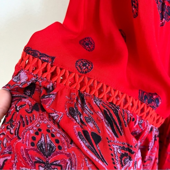 BOGO! Free People Intimately Free Talk To Me Tiered Slip Dress Red Small - Picture 7 of 9